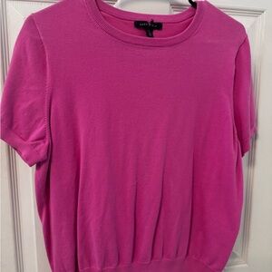 Lands' End Pink Fitted Short Sleeve Crew Neck T-Shirt